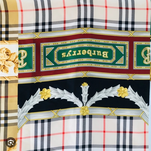 Burberry Vintange Multi-Print Panellef Scarf Green - Picture 3 of 7